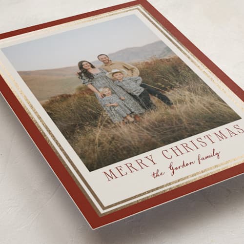 This is a rust foil pressed holiday cards with foil pressed by Petra Kern called prairie printing on recycled smooth signature in standard