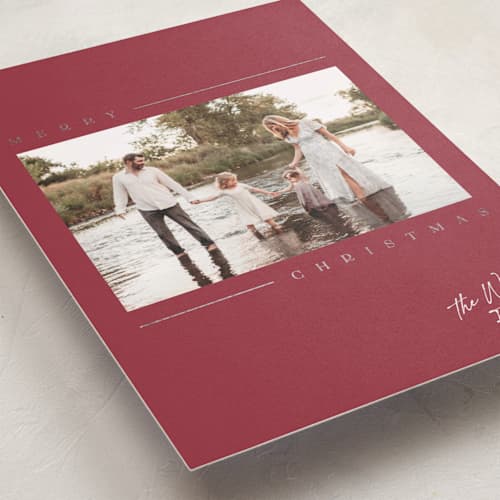 This is a berry foil pressed holiday cards with foil pressed by Robert and Stella called kent printing on recycled smooth signature in standard