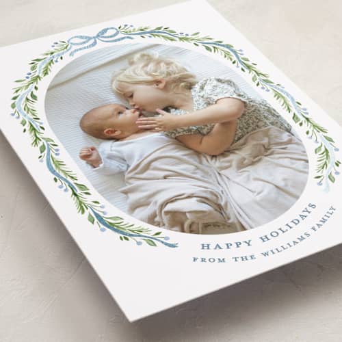 This is a powder foil pressed holiday cards with foil pressed by Sarah Knight called frosted printing on recycled smooth signature in standard