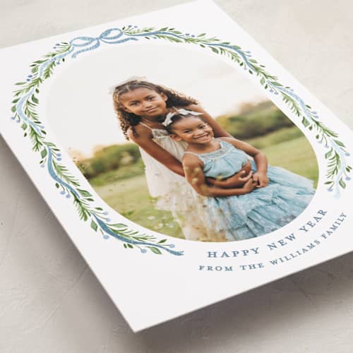 This is a powder foil pressed holiday cards with foil pressed by Sarah Knight called frosted printing on recycled smooth signature in standard