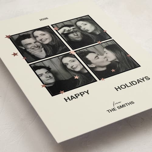This is a vanilla foil pressed holiday cards with foil pressed by Helena Vitto called cinematic printing on recycled smooth signature in standard
