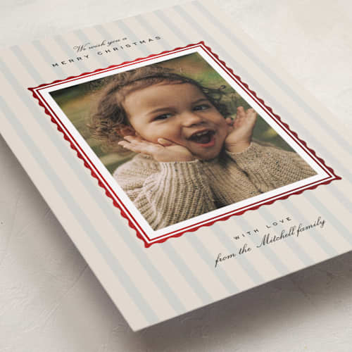 This is a coastal foil pressed holiday cards with foil pressed by Everett Paper Goods called margate printing on recycled smooth signature in standard