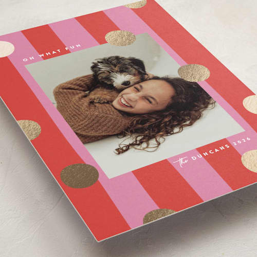 This is a winter berry foil pressed holiday cards with foil pressed by Maria Alou called bold gift printing on recycled smooth signature in standard