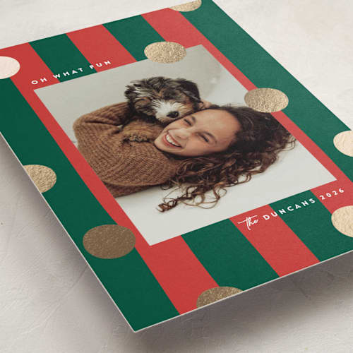 This is a mistletoe foil pressed holiday cards with foil pressed by Maria Alou called bold gift printing on recycled smooth signature in standard