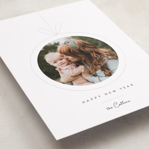 This is a snow gloss press holiday cards with gloss press by Yuliya Evseeva called christmas toy printing on recycled smooth signature in standard