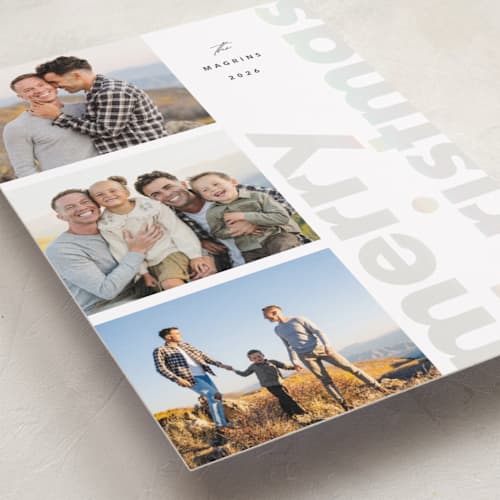 This is a skate blade gloss press holiday cards with gloss press by Up Up Creative called glossed over printing on recycled smooth signature in standard