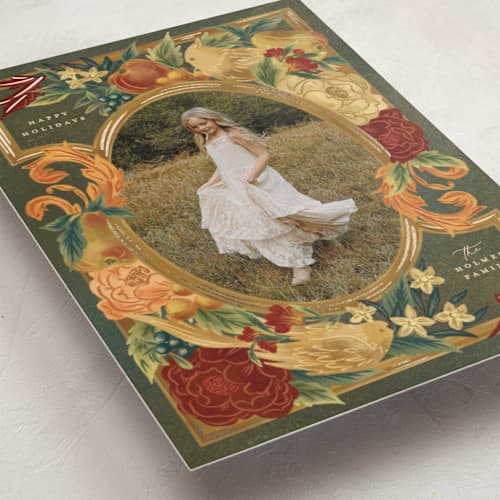 This is a festive gold met with foil pressed by Grae called seasons and elements printing on recycled smooth signature in standard