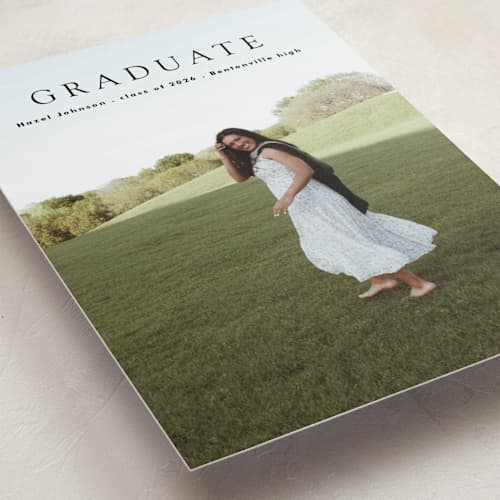 This is a pepper graduation announcements with standard by Bryanna Mehner called minimalism printing on recycled smooth signature in standard