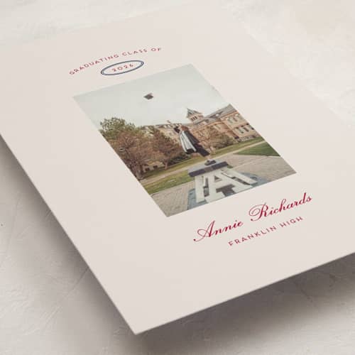 This is a sand graduation announcements with standard by Rachel Cassel called the single photo printing on recycled smooth signature in standard