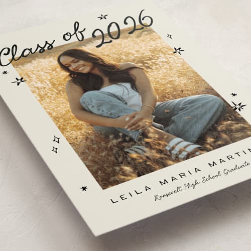 This is a cream graduation announcements with standard by Ani Somi called for the stars printing on recycled smooth signature in standard