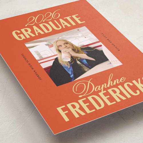This is a sunshine graduation announcements with standard by Jackie Crawford called modern bright star printing on recycled smooth signature in standard