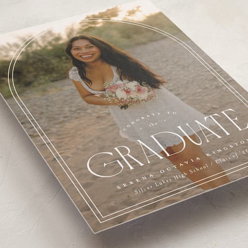 This is a cotton graduation announcements with standard by Carmia Jordaan called brilliant day printing on recycled smooth signature in standard