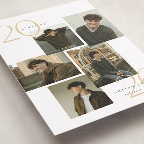 This is a marigold graduation announcements with standard by Carolyn Nicks called chic five printing on recycled smooth signature in standard