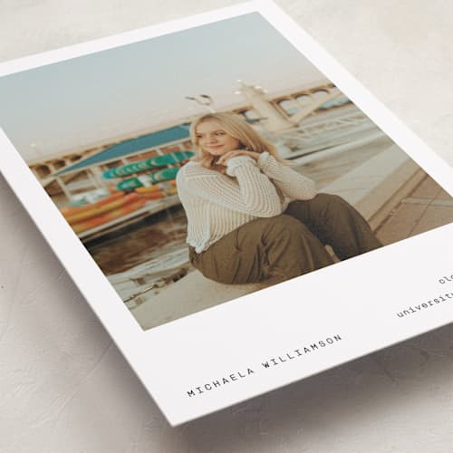 This is a ink graduation announcements with standard by Blustery August called typewritten printing on recycled smooth signature in standard