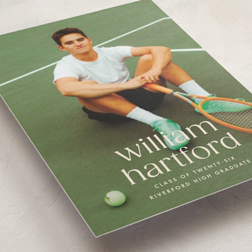 This is a silk graduation announcements with standard by Ellen Schlegelmilch called hartford printing on recycled smooth signature in standard