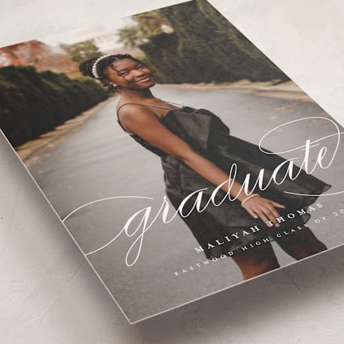 This is a classic graduation announcements with standard by letterfix called sol printing on recycled smooth signature in standard