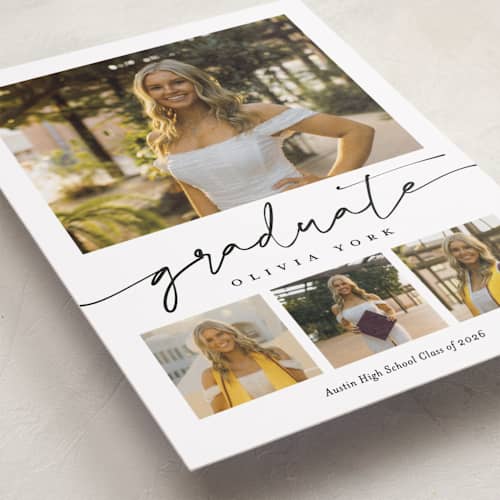 This is a snow graduation announcements with standard by Sarah Curry called graduation gallery printing on recycled smooth signature in standard