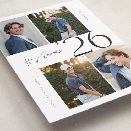 This is a coal graduation announcements with standard by Michelle Taylor called greatest year printing on recycled smooth signature in standard