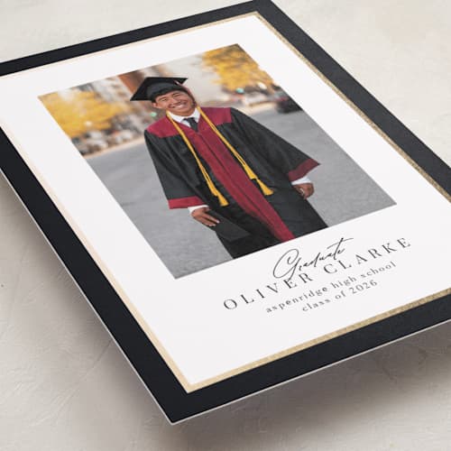 This is a midnight graduation announcements with foil pressed by Nicole Walsh called classic edge printing on recycled smooth signature in standard