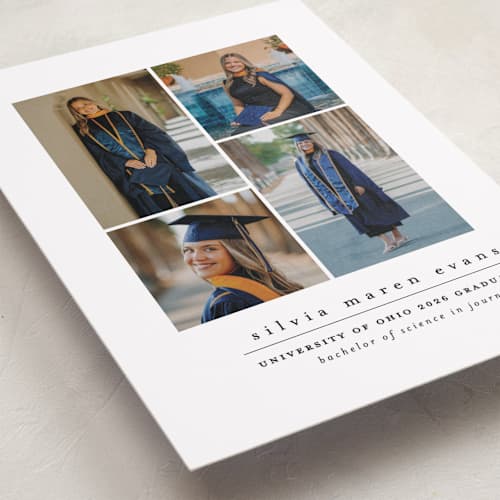 This is a penguin graduation announcements with standard by Lea Delaveris called name drop printing on recycled smooth signature in standard