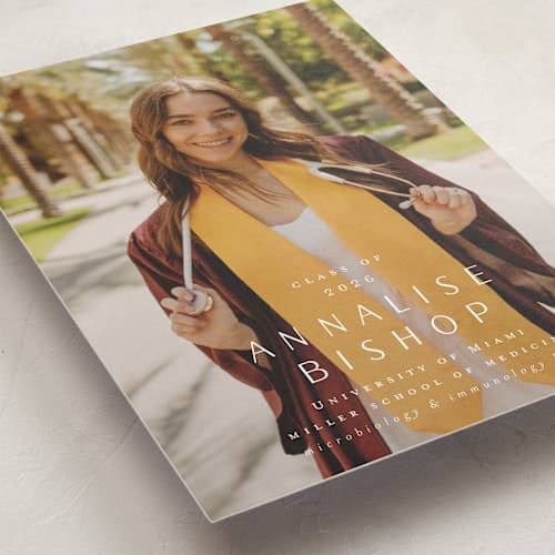 This is a vanilla graduation announcements with standard by Ani Somi called straight up printing on recycled smooth signature in standard