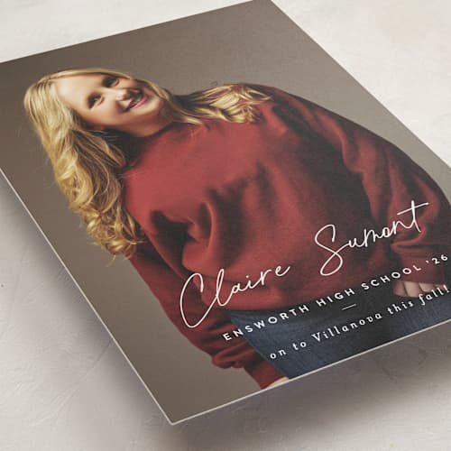 This is a snow graduation announcements with standard by Sara Hicks Malone called journal printing on recycled smooth signature in standard