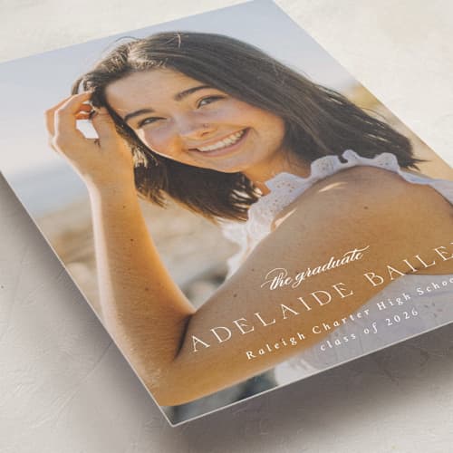 This is a cotton graduation announcements with standard by Emily Sabol Goss called graceful printing on recycled smooth signature in standard