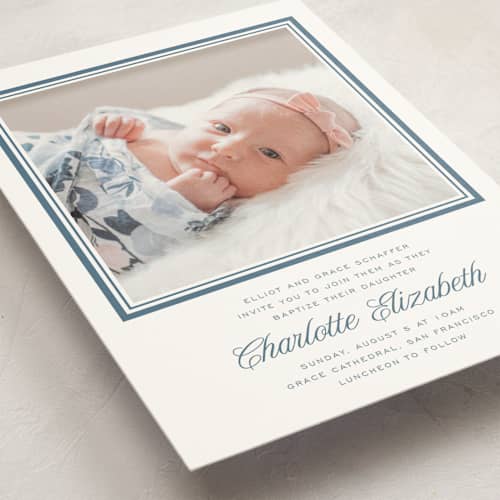 This is a carolina baptism and christening announcements with standard by Blustery August called lauren printing on signature in standard