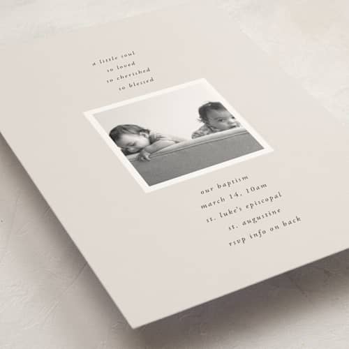 This is a cement baptism and christening announcements with standard by lori jacobs wemple called modern verse printing on signature in standard