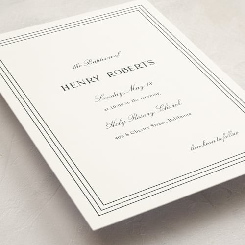 This is a muslin baptism and christening announcements with standard by Ani Somi called polo crest printing on signature in standard