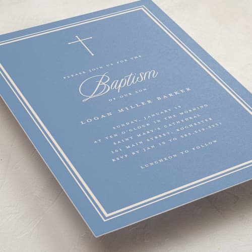 This is a province baptism and christening announcements with standard by Stacey Meacham called classic blessings printing on signature in standard