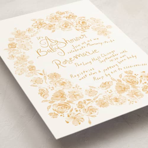 This is a neutral baby shower invitations with standard by Phrosné Barwood called paris with love printing on signature in standard