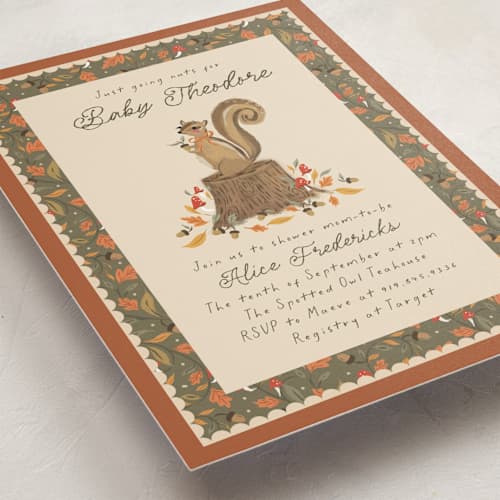 This is a pumpkin baby shower invitations with standard by Jackie Crawford called nuts for baby printing on signature in standard