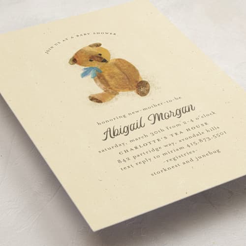 This is a glacier baby shower invitations with standard by Kimberly Morgan called vintage teddy printing on signature in standard