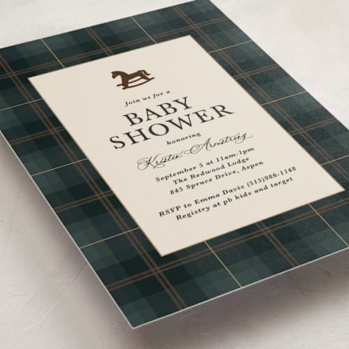 This is a juniper baby shower invitations with standard by Kate Ahn called wesley printing on signature in standard