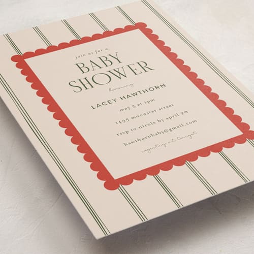 This is a taupe baby shower invitations with standard by Ashlee Townsend called prep room printing on signature in standard