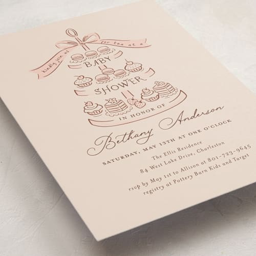 This is a blush baby shower invitations with standard by JeAnna Casper called tea party printing on signature in standard