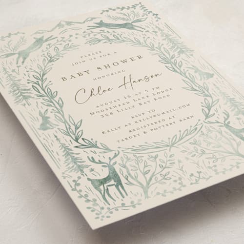 This is a sage baby shower invitations with standard by Petra Kern called the story begins printing on signature in standard