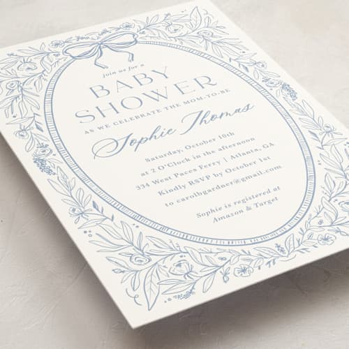 This is a sky baby shower invitations with standard by Kristen Smith called parisian garden printing on signature in standard