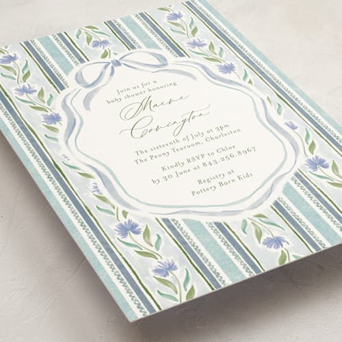 This is a cotswolds baby shower invitations with standard by Jackie Crawford called wildflower ribbon printing on signature in standard