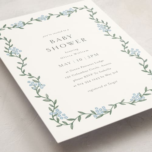 This is a sky baby shower invitations with standard by Christy Hy Lee called simple garland printing on signature in standard