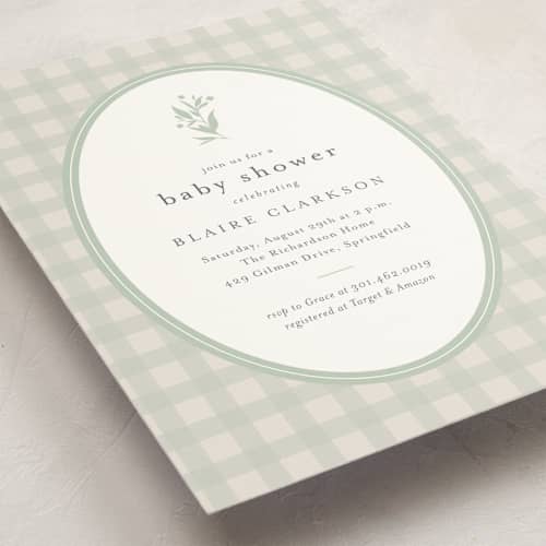 This is a wasabi baby shower invitations with standard by Jessica Williams called delicate bloom printing on signature in standard