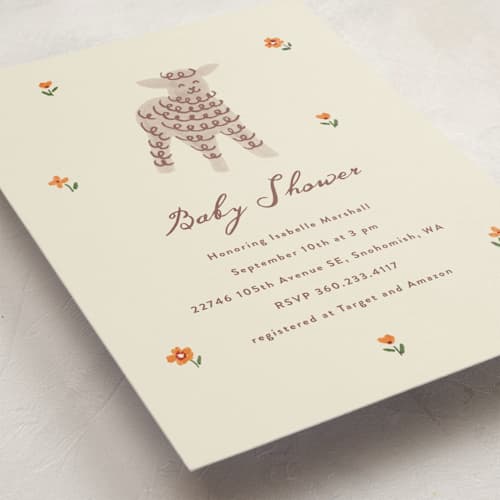 This is a butter baby shower invitations with standard by Angela Garrick called ba ba baby shower printing on signature in standard