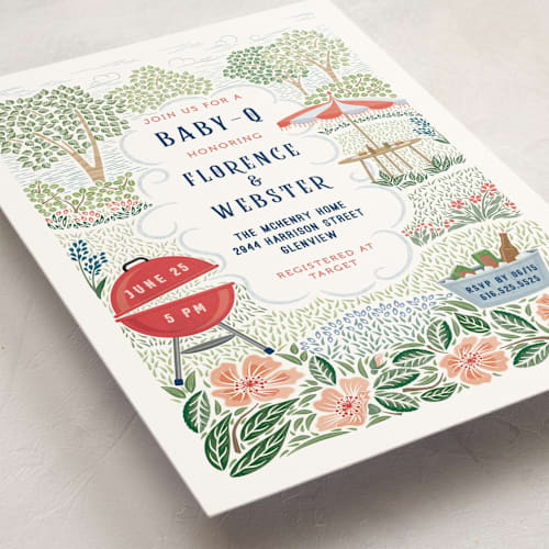 This is a ketchup baby shower invitations with standard by Paper Sun Studio called backyard bbq printing on signature in standard