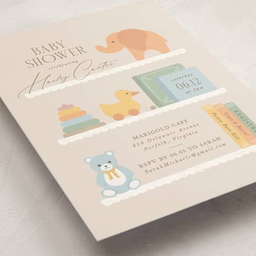 This is a linen baby shower invitations with standard by Brandy Folse called charming nursery printing on signature in standard