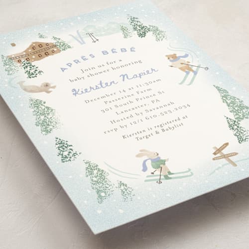This is a frost baby shower invitations with standard by Jennifer Wick called apres bebe printing on signature in standard