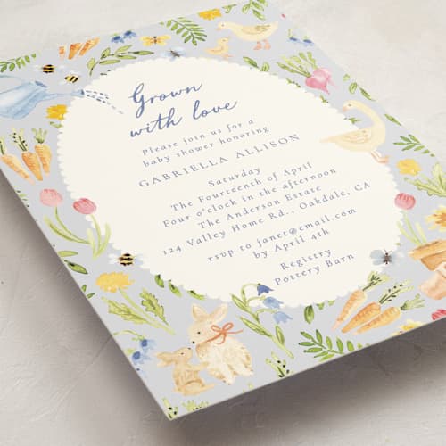 This is a sky baby shower invitations with standard by frau brandt called grown with love printing on signature in standard