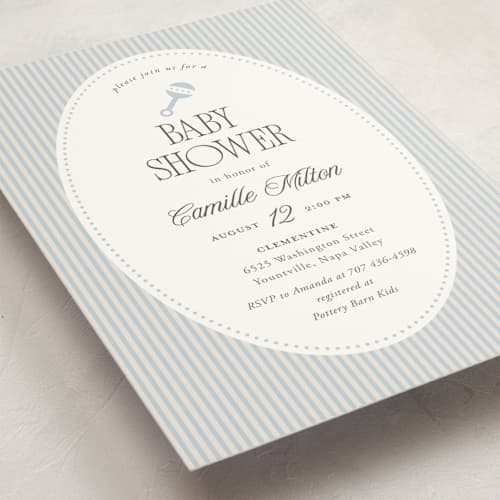 This is a blueberry baby shower invitations with standard by Benita Crandall called boujee printing on signature in standard