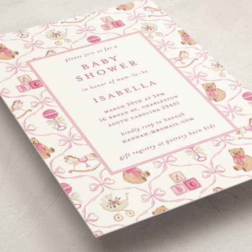 This is a sakura baby shower invitations with standard by Sarah Knight called tied with a bow printing on signature in standard