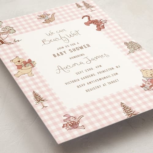 This is a petal baby shower invitations with standard by Teju Reval called disney's fun pooh printing on signature in standard